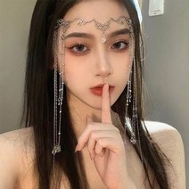 혼주 뒤꽂이 셀프 웨딩 한복 머리 장식 걸그룹 라인 석 술 이마 체인 신부 모자를 쓰고 있죠 크리스탈 펜던트 체인 로맨틱 헤어 쥬얼리 선물