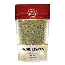 Spicy World 건조 바질 잎 7oz 200g 천연 GMO 프리 비건 아유르베다 허브 USA 미국, 7 Ounce (Pack of 1)