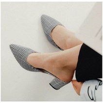 스틸레토 글렌 체크 뮬 슬리퍼 힐 7cm 2color