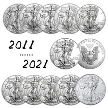 기념주화 11pcs 비자성 미국 동전 999 파인 실버 미국 자유의 독수리 품 1세트, 2011-2021년