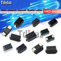 100PCS 정류기 다이오드 M1 M4 M7 SS12 SS14 SS16 SS24 SS34 SS36 SS110 SS210 US1M RS2M ES1D DO-214AC 짧은 키, [10] SS110