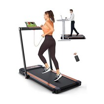 THERUN 2.5HP 런닝머신 2 in 1 언더 데스크 워킹 패드 LED 터치 스크린이 있는 홈 오피스용 전기 소형 공간 접이식 0.6-7.6MPH 더 넓은 런닝 벨트 조립이 필, Orange