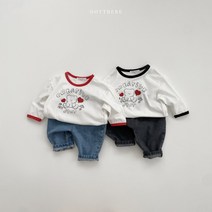 콩알옹알 셀럽 긴팔 티셔츠 1세-7세 아기 유아 아동 여아 남아 가을 랍바 빨간색 티셔츠