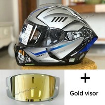 스쿠터헬멧 오픈페이스 바이크 헬맷 오토바이 용품 X14 전체 얼굴 헬멧 YZF R1M 스페셜 에디션 실버 모토 크로스 레이싱 승마, L, gold lens