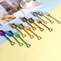 [YM] 스텐 304 고급 디저트 스푼 포크 커트러리 티스푼 아이스크림 삽모양 스푼, 네모스푼, 실버