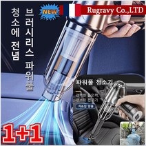 Rugravy 1+1 신형 파워풀 핸디형 청소기 차량용 무선청소기 휴대용 소형 가정용/차량용 드라이 일체형 청소기, 녹색