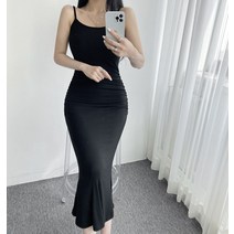 셔링 민소매 끈나시 슬림핏 이너 맥시 롱 원피스 4컬러