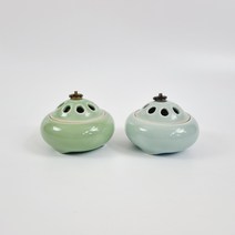 귀인 향로 향꽂이 도자기향로 옥색도자기 불교용품, 옥색