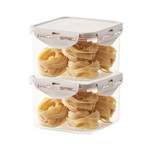 락앤락 비스프리 스테커블 밀폐용기 2개 - 냉장고.냉동실정리 사각반찬통 플라스틱소분통 전자렌지 레인지, 정사각 860ml X 2P, 1세트