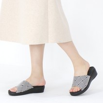 여성 푹신 발편한 이중쿠션 통굽 키높이 체크 사무실 슬리퍼 애딘5
