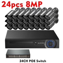 Gadinan 불릿 IP POE 보호 카메라 시스템 야외 스마트 홈 CCTV 레코드 감시 키트 H.265 NVR 32CH 8MP, 01 24pcs 8MP Cameras_03 8 + 8t