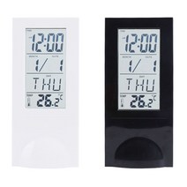 [RA†]DYNN 투명 LCD 캘린더 온도 시계 심플 탁상 장식용 테이블 디지털 인테리어 책상▨_ea, Ж 화이트