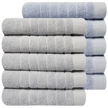 호텔수건 170g 블루라인 30수 코마사, 10장 연회색+연블루