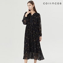 코인코즈 플라워 도트 패턴 프릴 롱 원피스 IY3AO9050
