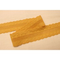 레이스여왕 엘사 양면 자수 면레이스 폭 4.5cm 90cm, 노랑