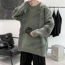 스트리트 코쿤 나혼자산다 봄 가을 남자 니트 긴팔 오버핏 스웨터 캐시미어