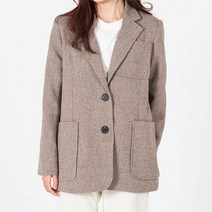 여자 봄 가을 헤링본 울 오버핏 투버튼 울 자켓