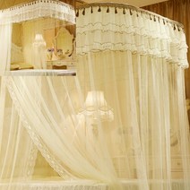 스위트룸 레일형 침대모기장(200X220CM) (베이지) 모기장설치 방범방충망