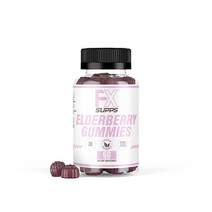 FX Supps 면역 지원을 위한 아연 및 비타민 C가 함유된 엘더베리 젤리 - 펙틴이 함유된 삼부쿠스 엘더베리 추출물 젤리 - 어린이 성인용 엘더베리 젤리 (60개)