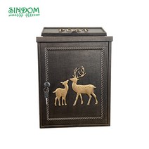 우체통 우편함 수취함 다세대 전원주택 인테리어 인기있는 벽 마운트 알루미늄 게시물 레트로 야외 거리 사, 03 Deer-bronze