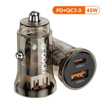 Toocki-45W 차량용 충전기 PD USB c타입 고속 충전 4.0 QC3.0 핸드폰 충전기 아이폰 14 13 프로 샤오미 삼성용, Transparent 45W