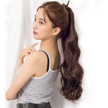 가발위드 웨이브 무광 끈 묶음형 포니테일 다나, 1개, 라이트브라운60cm