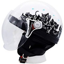 오토바이 바이크 헬멧 dammtrax carina 하프 흰색 토끼 여성용 오토바이 헬멧 22.4 - 22.8인치(57 - 58cm) 풀페이스 하프 스냅백 할리 반모, 하얀 고양이