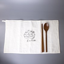 반애썸 무형광 키친크로스 소창행주(27X47cm) 2겹 3겹 카페행주 테이블매트 티매트, 정련 2겹 소창키친크로스(27X39cm)/레터링+자수, 5장
