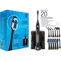 PURSONIC S520 블랙 울트라 하이 파워 소닉 전동 칫솔 도크 충전기 브러시 헤드 12개 등 (밸류 팩) 미국직송 281485, 블랙.