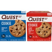 퀘스트뉴트리션 프로틴 쿠키 12개입, Chocolate Chip 12 Count + Peanut Butter Chocolate Chip 12 Count, 1세트, 708g