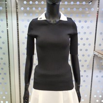 파사디 여성 배색카라 5부니트 티셔츠 P22MKP364MBK