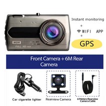 대쉬 캠 블박 자동차 DVR 와이파이 40 HD 1080P 대시 후면보기 카메라 차량 미러 비디오 레코더 주차 모니터 나이트 비전 블랙 박스, 14.Rear Lens WiFi GPS - 16G TF