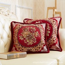 더플로우 엔틱 소파 쿠션 커버 + 솜, 모란 레드