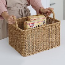 네이쳐리빙 데이지가든 깊은 손잡이 라탄바구니 L, 1개