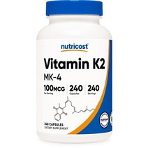 Nutricost 비타민 K2 (MK4) 240캡슐 100mcg 글루텐 프리/논GMO, 1개