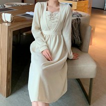 아이보리색 롱원피스 모임룩 데이트룩 단정한 원피스 _ 23246EA