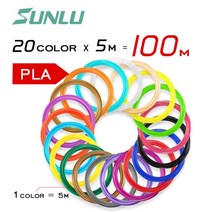 3D 인쇄 펜 저온 안전 SL-300A 3D 펜 ABS PLA 필라멘트 SL 300A 원래 지능형 휴일 장난감 선물 어린이, 100m PLA 20 색, 02 100m PLA 20 color