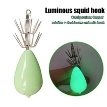 문어갈고리 해루질 연결 낚시 12pcs 더블 레이어 발광 회전 오징어 낚시 바늘 어두운, 30g, 1개