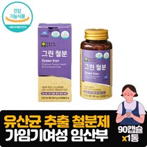 유산균 추출 철분 90캡슐 유기농 과일채소분말 일일섭취권장량 125% 가임기여성 임산부 남성 성장기어린이 청소년 영양제 3개월분