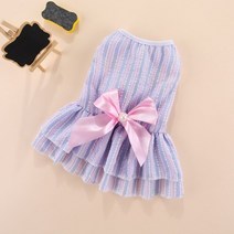 애완 동물 제품 세로 줄무늬 나비 치마 애완동물 고양이 개 여름 가을 얇은 스타일 작은 옷 대형 사이즈 드레스, [03] M, [04] purple