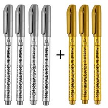 금속 방수 영구 페인트 마커펜 화이트 골드 실버 1.5mm 공예품 수지 몰드 펜 아트 페인팅 48 개, 4pc 실버 3pc 골드