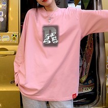[봄신상/오버핏] 여성 SS 순면 100% 2023년 오버핏 프린팅 긴팔티셔츠 박스티 빅사이즈 루즈핏 긴팔티셔츠 LT-20