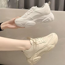 여자 화이트 어글리슈즈 데일리 키높이 불넓은 운동화
