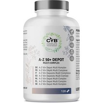 CYB Complete your Body Cyb | a -z 50+ 멀티 비타민 - 노인을위한 미네랄 및 필수 영양소 -4 개월 동안 120 정제 - 하루 1 정제 - 완전한 멀티, 1개