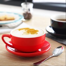 이에스 대용량 유럽 커피 컵과 접시 카페 라떼 350ml 커피잔, 1세트, 하늘색