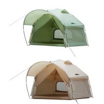 가족 육각 텐트 캠핑 대형 돔 장박 더블레이어 자동, 카키 정품 오리지날
