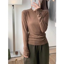 그레이 덧카라 레깅스 슬림 숏 긴팔 티셔츠 이너 하이넥 상의