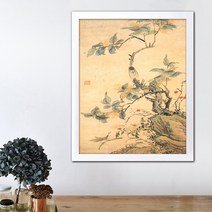 나봄갤러리 현재 심사정 - 화훼초충도 곤충그림 한국화 동양화 꽃그림, 2.심플 화이트 액자
