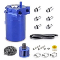 차량용 공기청정기 car baffled oil catch can tank kit with air filter hose 클리너 연료 저장소 auto vehicle 주전자, 푸른