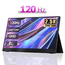 포터블 16 인치 2.5K 120Hz 휴대용 모니터 25601600 1610 100% sRGB 480Cd/m 디스플레이 게임 화면 노트북 Mac 전화 Xbox PS4/5 스위치, [02] 16inch  120Hz, [01] 영국 플러그